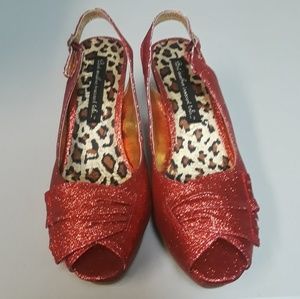 Bait red glitter peep toe heels